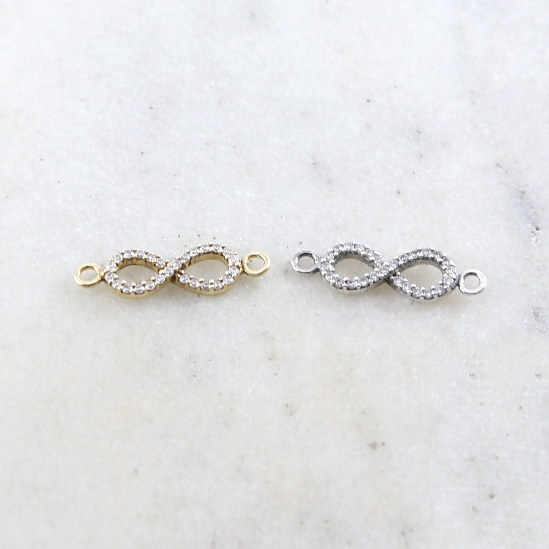 Sterling Silver or Vermeil CZ Infinity Connector Charm Cubic Zirconia Link