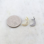 Sterling Silver or Vermeil CZ Crescent Moon Pave Cubic Zirconia Charm