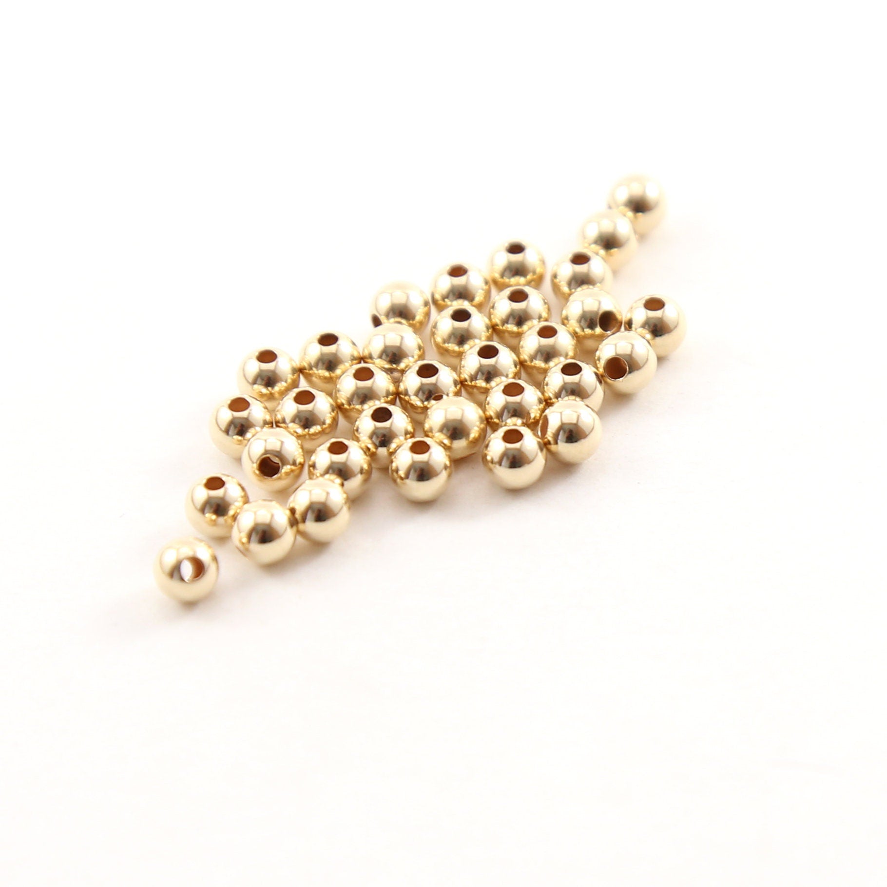 14K Gold Filled 4mm Smooth Seamless Round Spacer Beads (25pc)