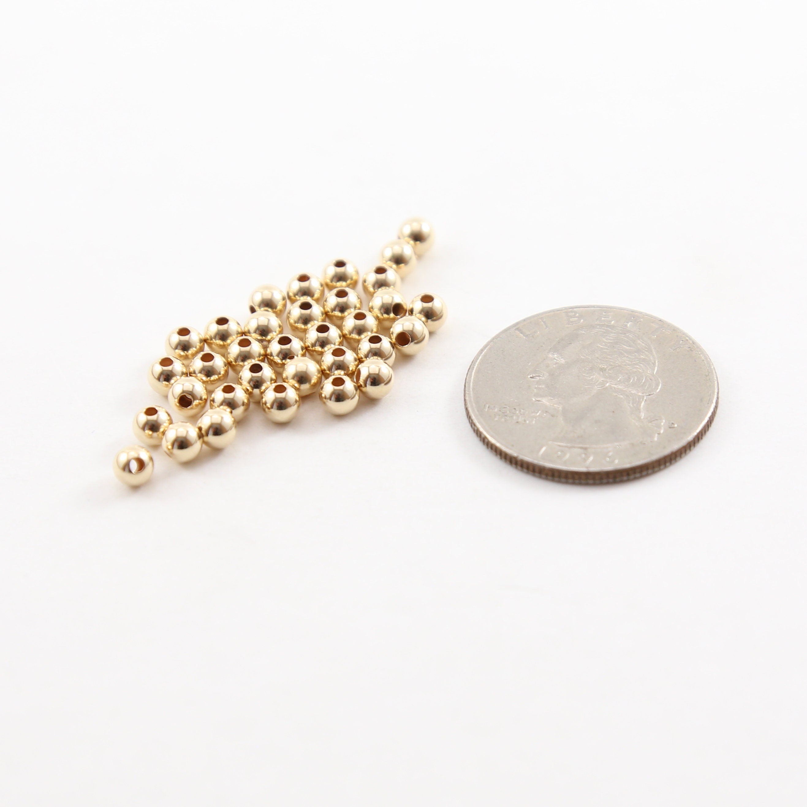 14K Gold Filled 4mm Smooth Seamless Round Spacer Beads (25pc)