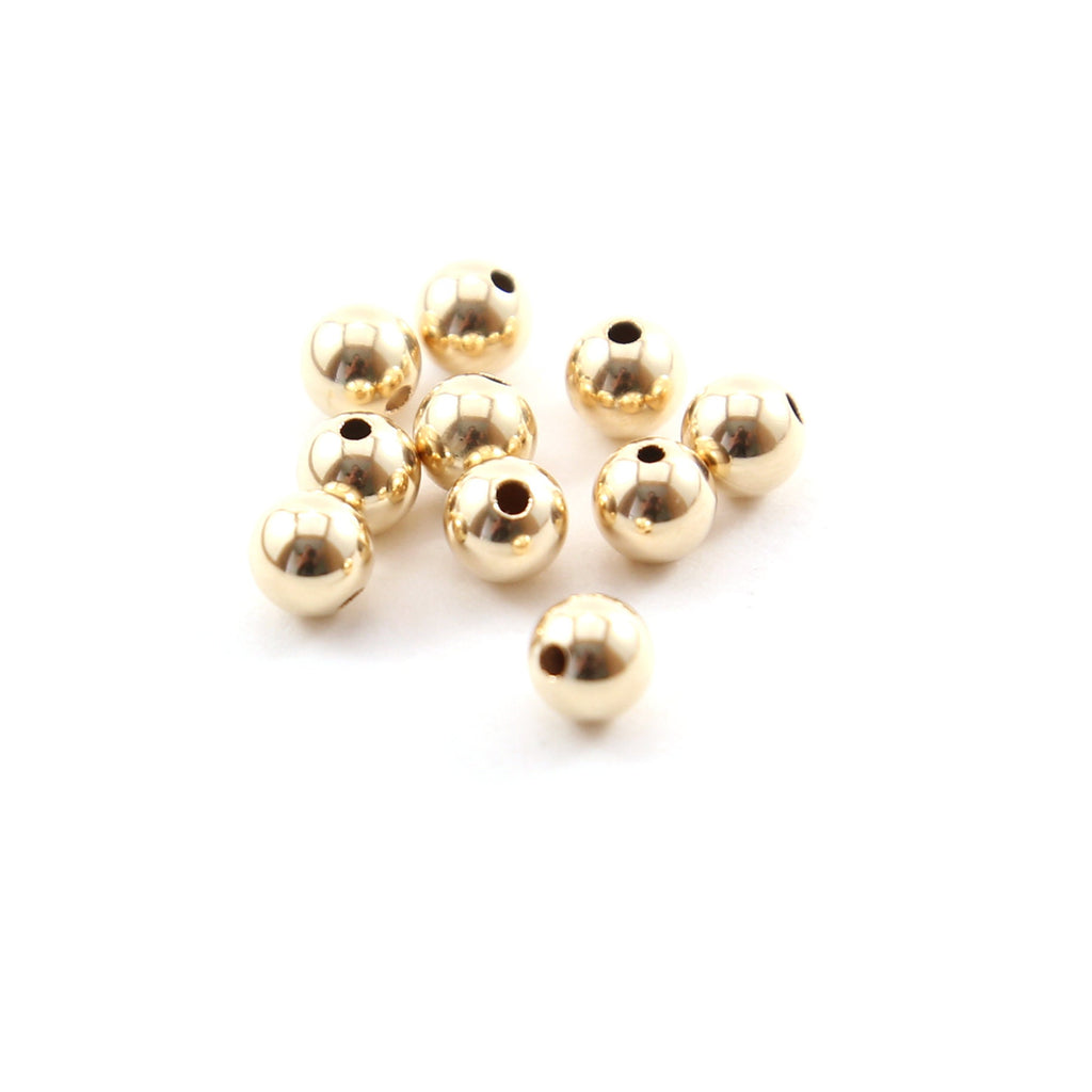 14K Gold Filled 6mm Smooth Seamless Round Spacer Beads (10pc) – Gold