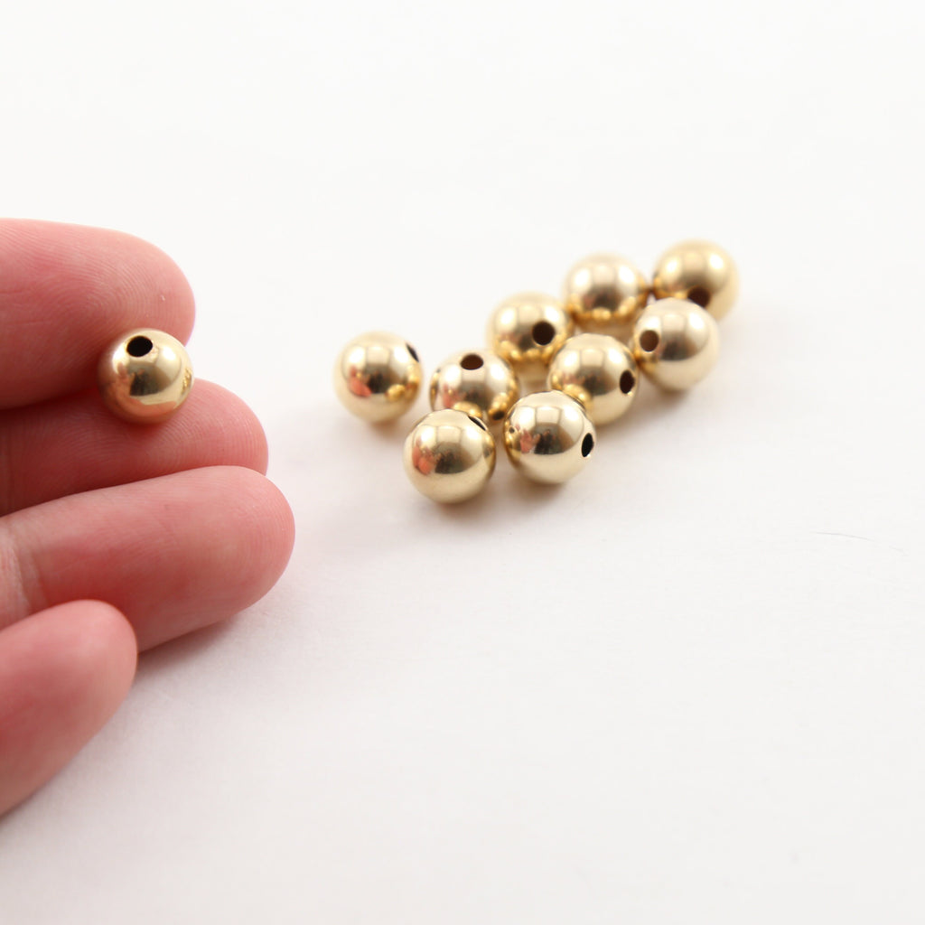14K Gold Filled 8mm Smooth Seamless Round Spacer Beads (10pc)