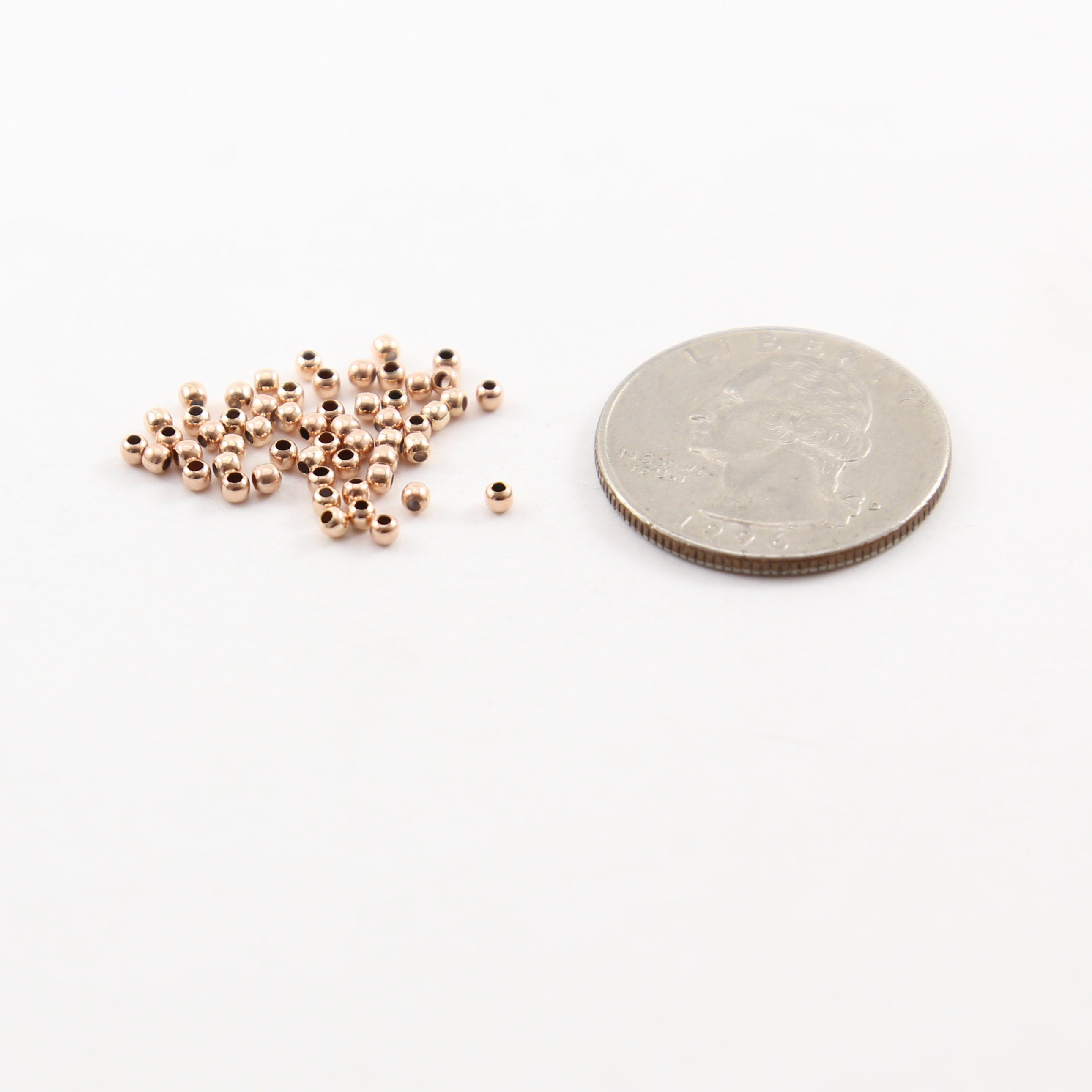 Rose Gold Filled 2mm Smooth Seamless Round Spacer Beads (25pc)