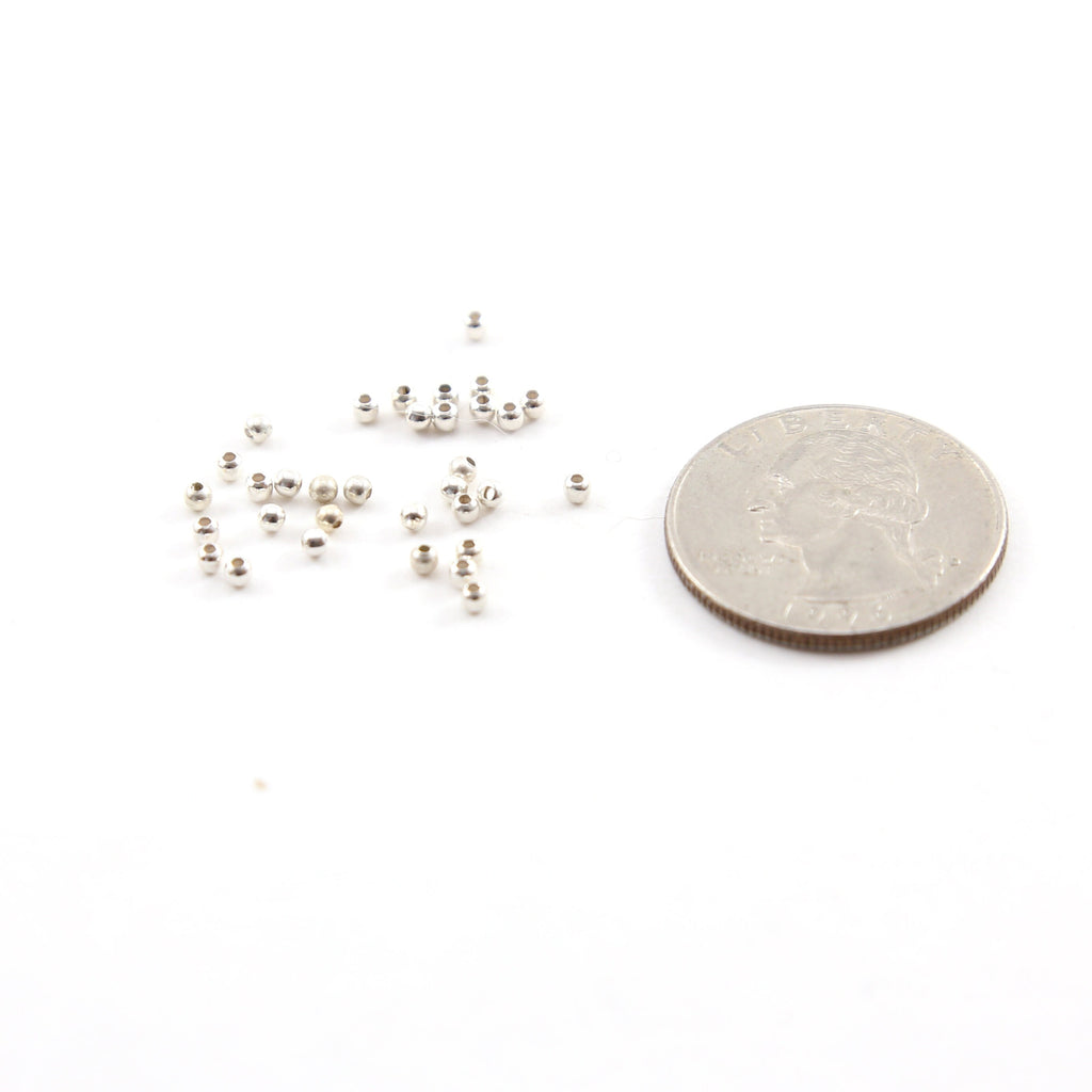 Sterling Silver 2mm Smooth Seamless Round Spacer Beads (25pc)