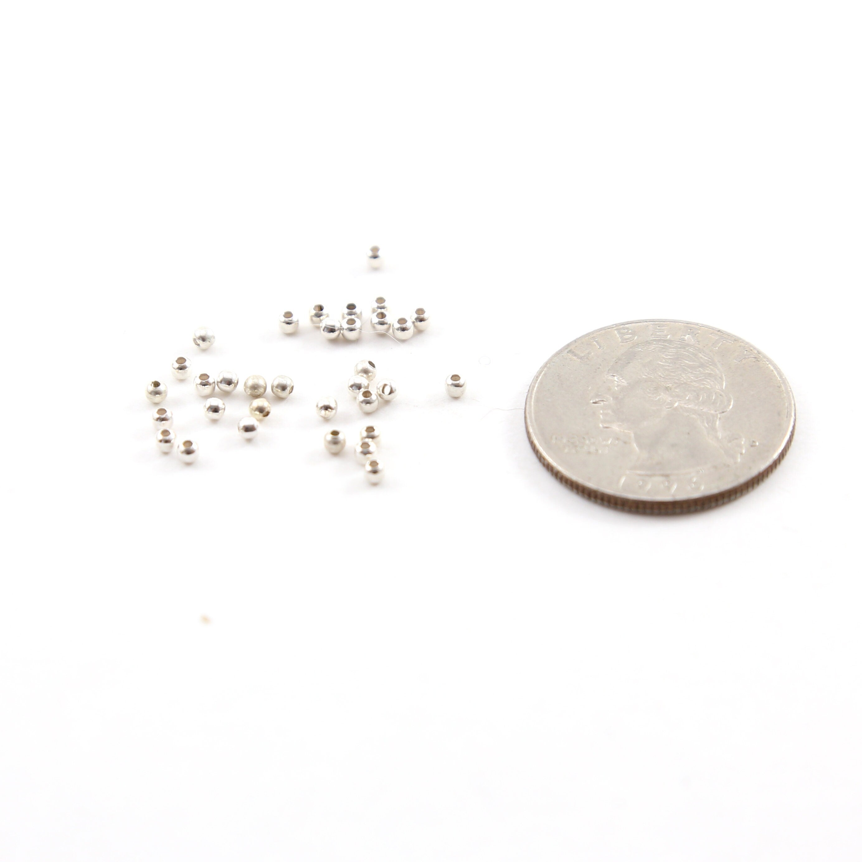 Sterling Silver 2mm Smooth Seamless Round Spacer Beads (25pc)