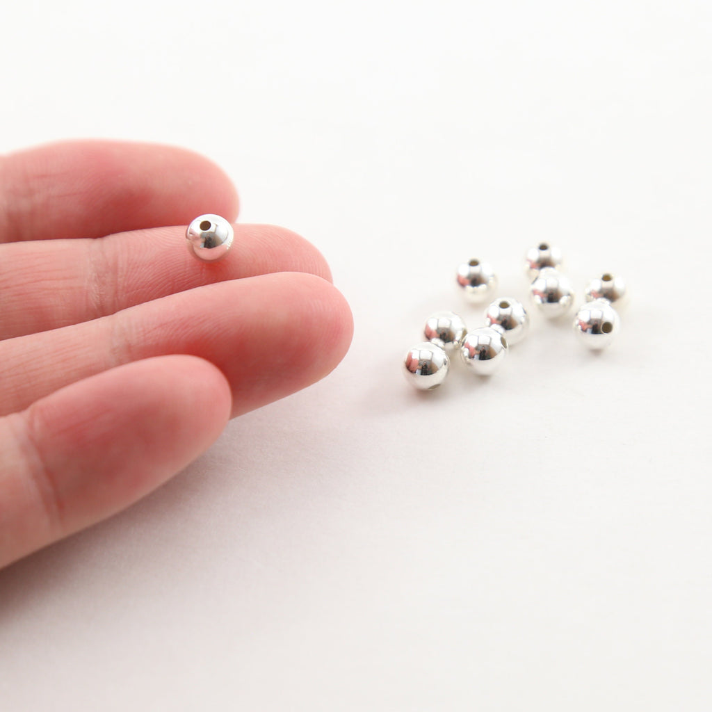 Sterling Silver 5mm Smooth Seamless Round Spacer Beads (10pc)