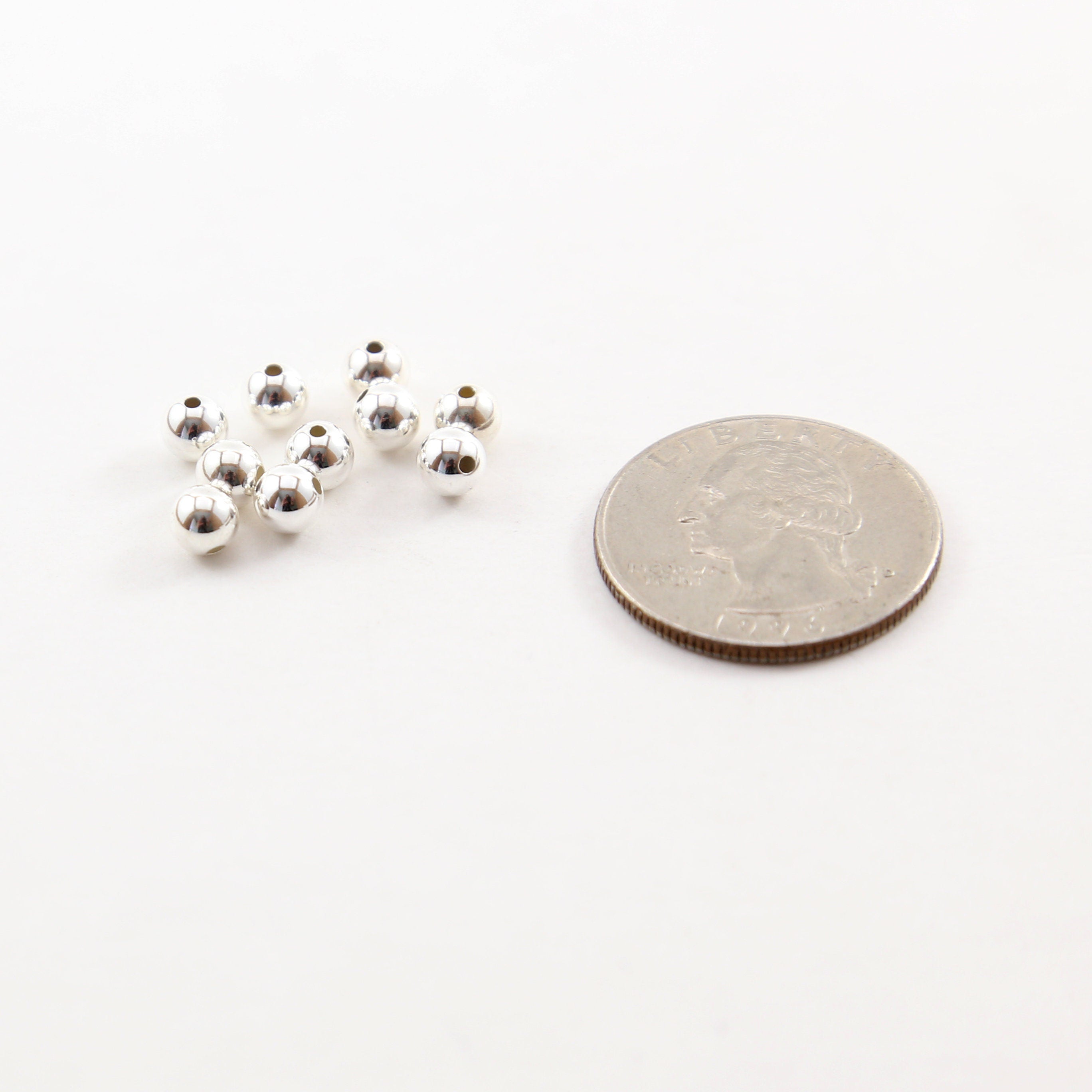 Sterling Silver 5mm Smooth Seamless Round Spacer Beads (10pc)