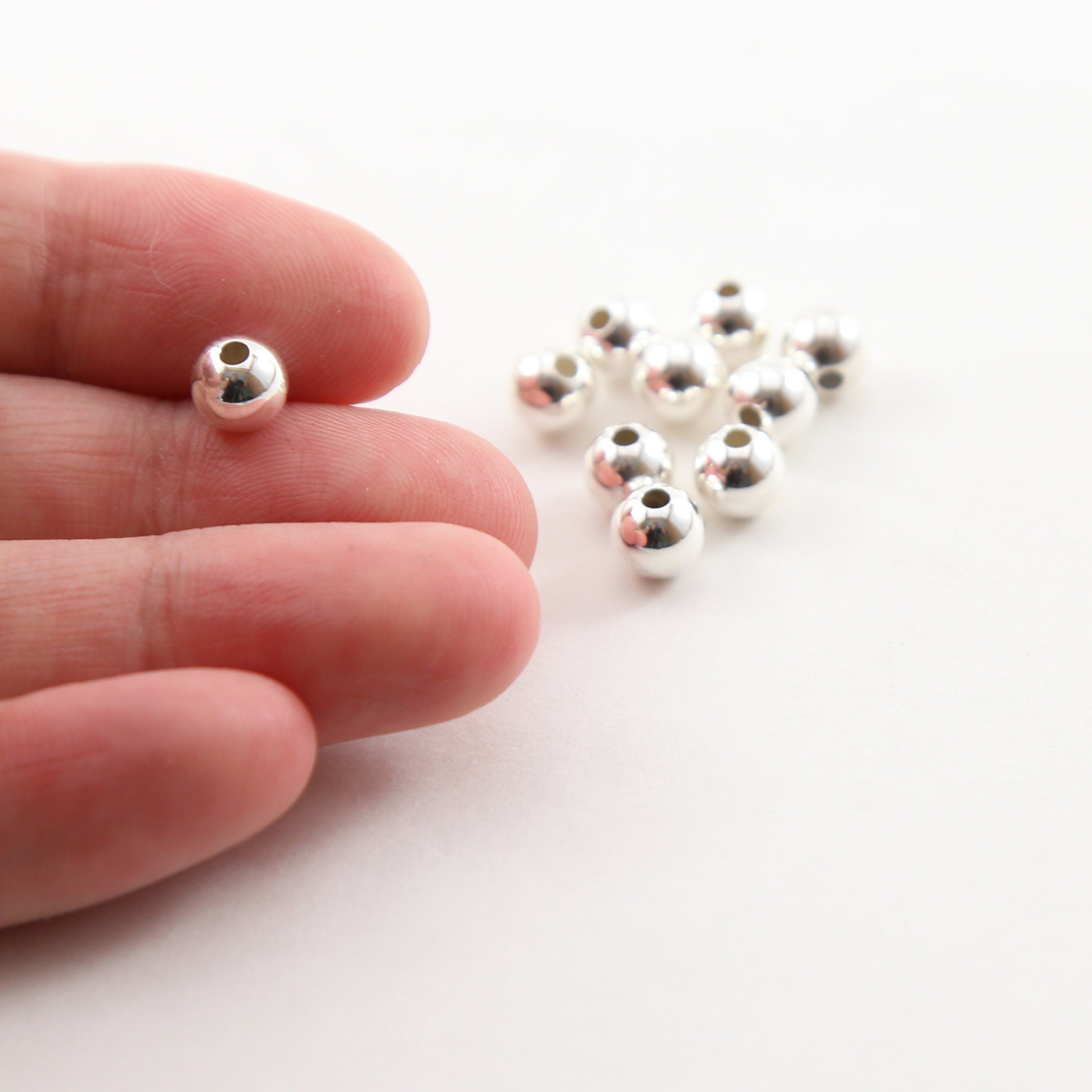 Sterling Silver 6mm Smooth Seamless Round Spacer Beads (10pc)