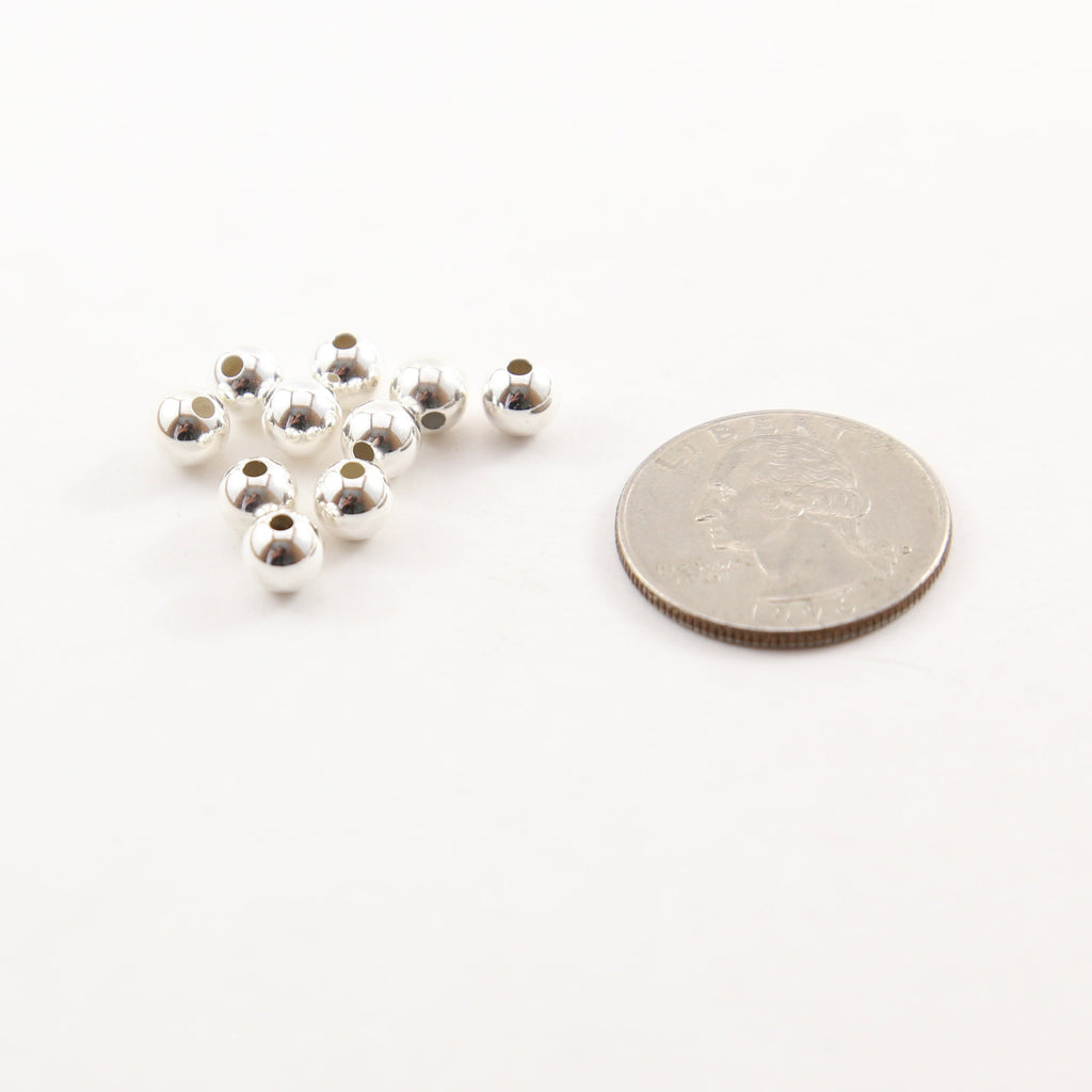 Sterling Silver 6mm Smooth Seamless Round Spacer Beads (10pc)