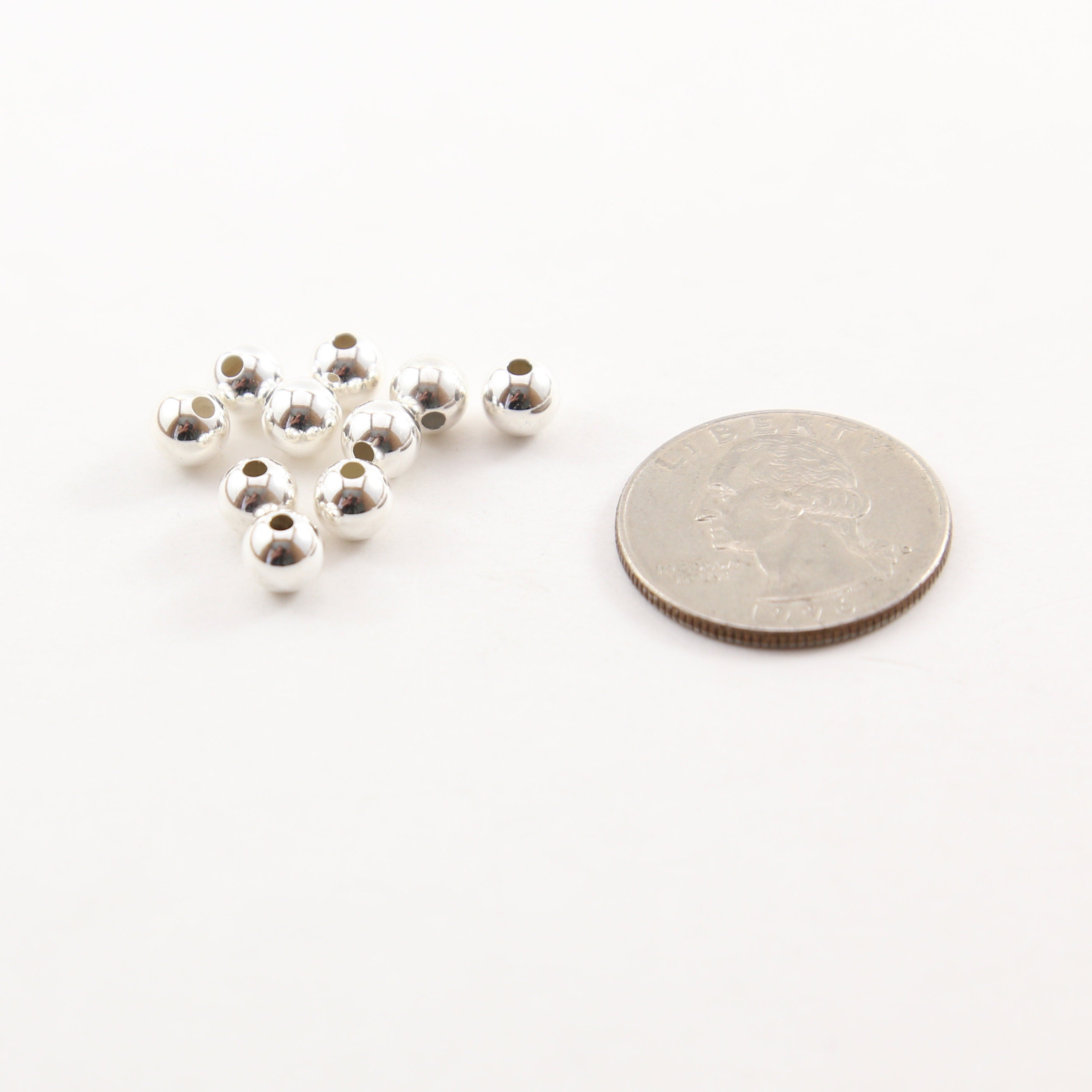 Sterling Silver 6mm Smooth Seamless Round Spacer Beads (10pc)