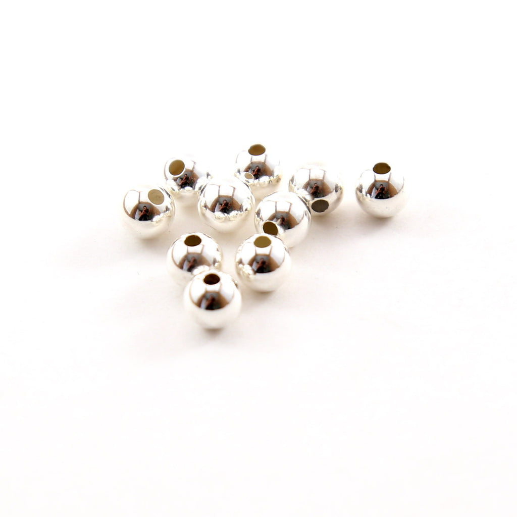 Sterling Silver 6mm Smooth Seamless Round Spacer Beads (10pc)