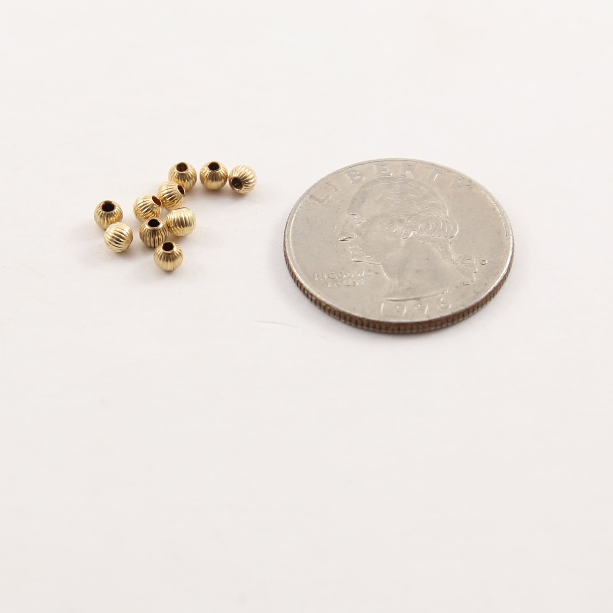 14K Gold Filled 3mm Corrugated Seamless Round Spacer Beads (10pc)