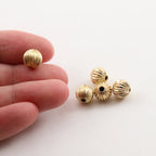 14K Gold Filled 8mm Corrugated Seamless Round Spacer Beads (5pc)
