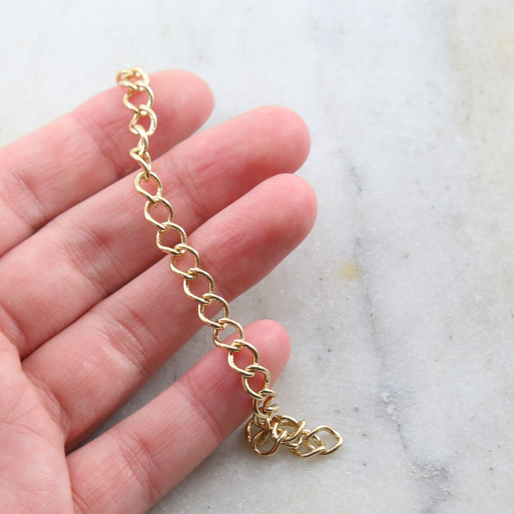 Brass Plated Large Thick Curb Extender Chain 7 Finishes – Sold by the Foot
