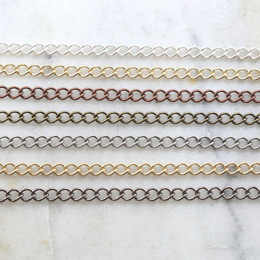 Brass Plated Large Thick Curb Extender Chain 7 Finishes – Sold by the Foot