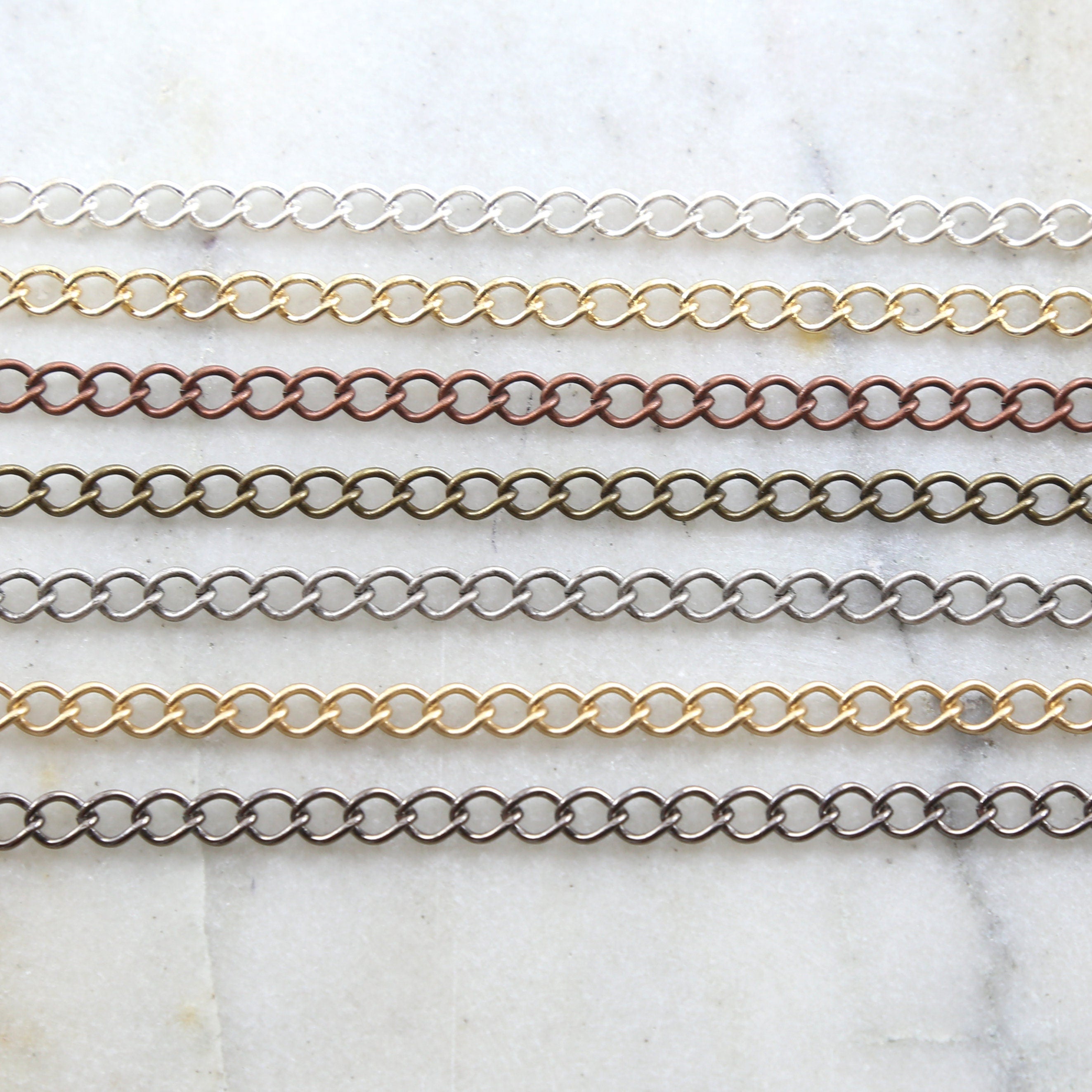 Brass Plated Large Thick Curb Extender Chain 7 Finishes – Sold by the Foot