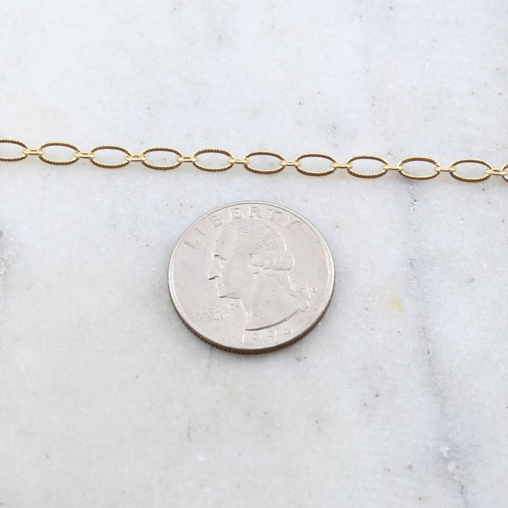 3.5mmx6.5mm Brass Small Oval Textured Crimped Chain in 7 – Sold by the Foot