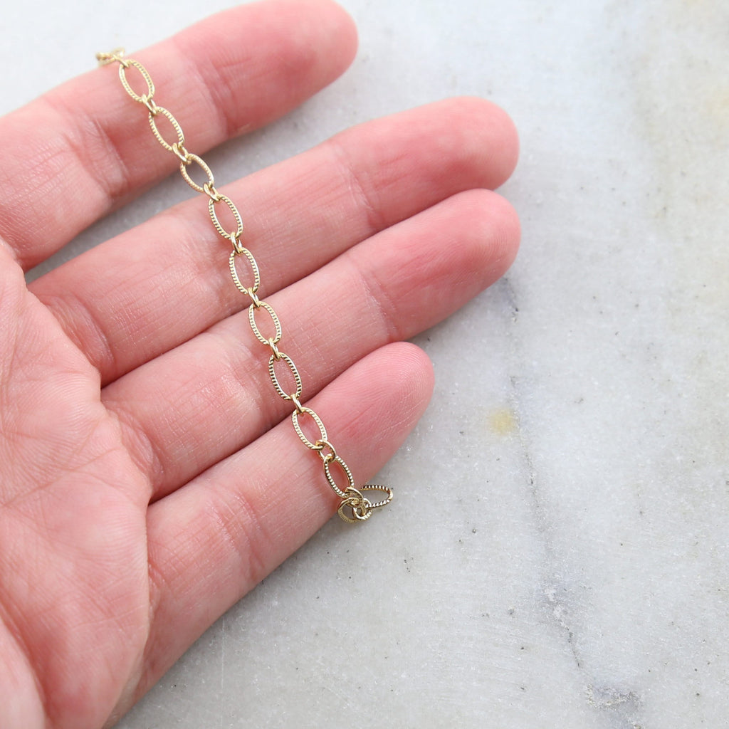 Brass Small Oval Textured Crimped Chain in 7 Finishes Chain – Sold by the Foot