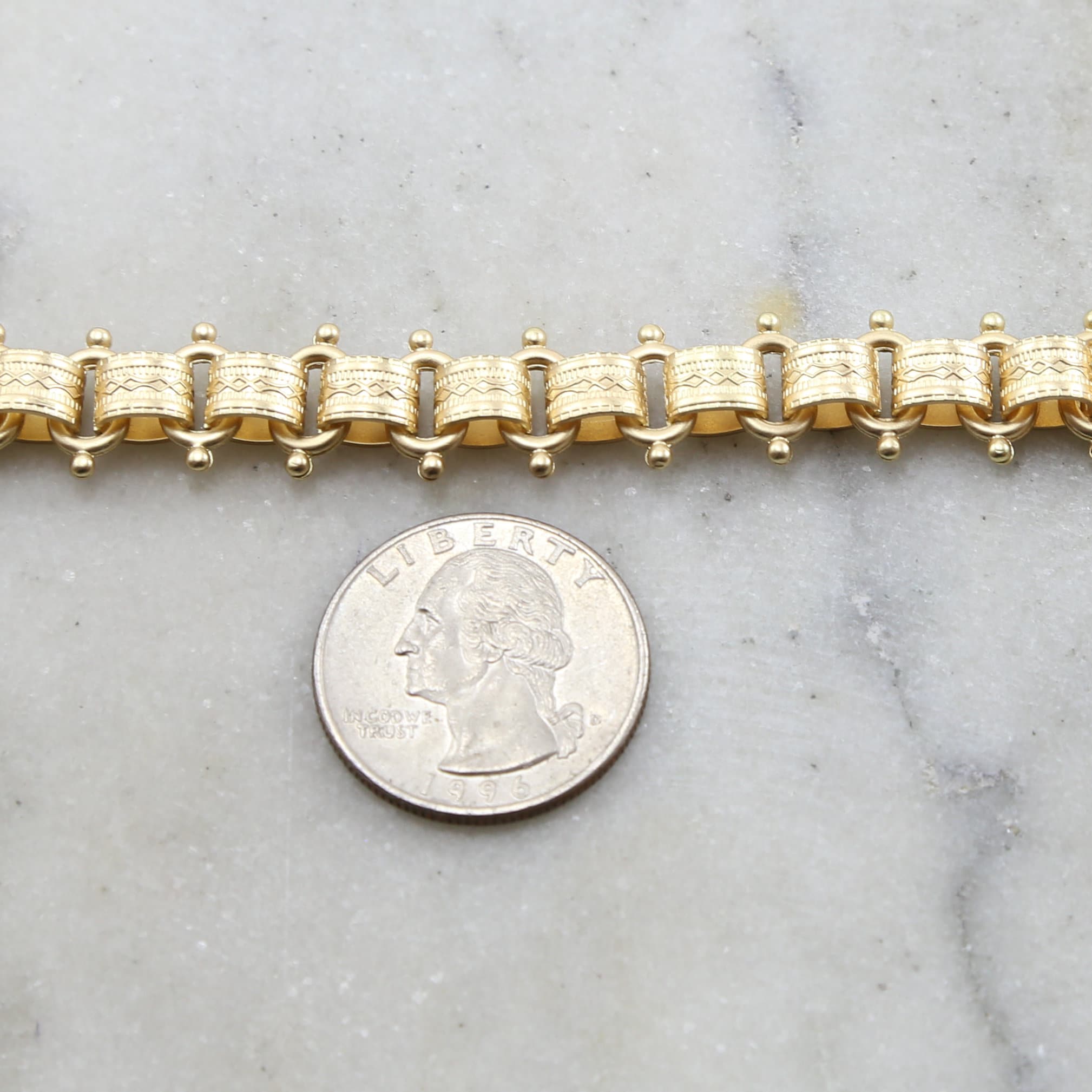 Brass Large Fancy Detailed Oval Chain with Dotted Ovals – Sold by the Foot