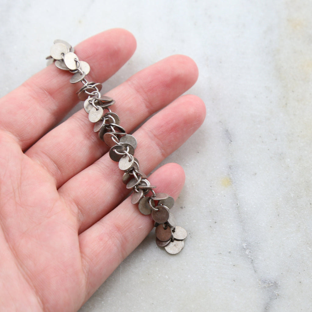 Brass Small 6mm Flat Circle Dangle Chain in Antique Silver – Sold by the Foot