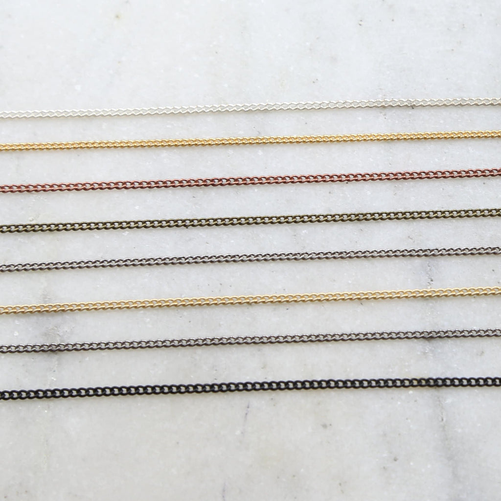 Brass Ultra Dainty Curb Chain in Shiny Silver Shiny Gold – Sold by the Foot