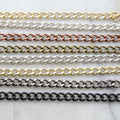 Brass Thick Faceted Diamond Cut Curb Chain in 8 Finishes – Sold by the Foot