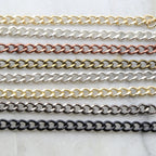Brass Thick Faceted Diamond Cut Curb Chain in 8 Finishes – Sold by the Foot