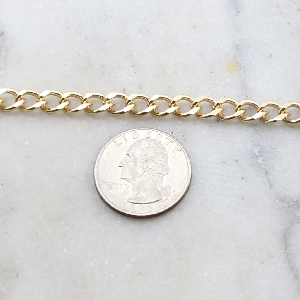 Brass Thick Faceted Diamond Cut Curb Chain in 8 Finishes – Sold by the Foot