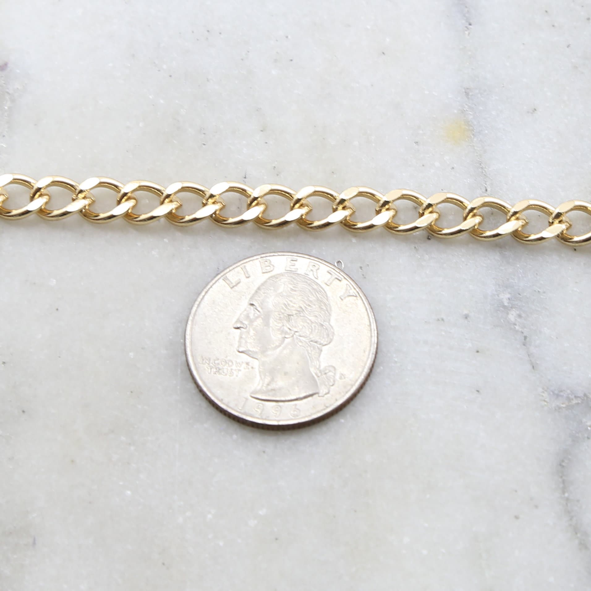 Brass Thick Faceted Diamond Cut Curb Chain in 8 Finishes – Sold by the Foot