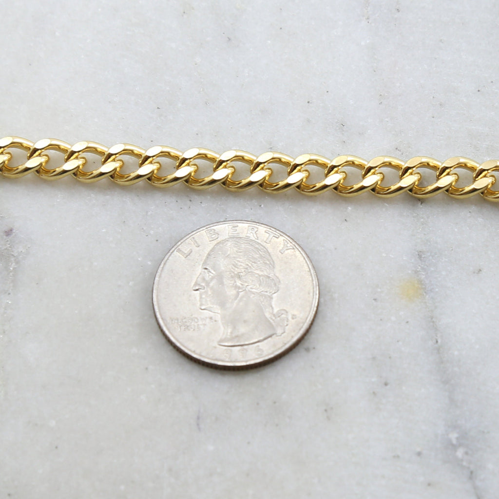 Brass Thick Gauge Faceted Diamond Cut Curb Chain in 5 – Sold by the Foot