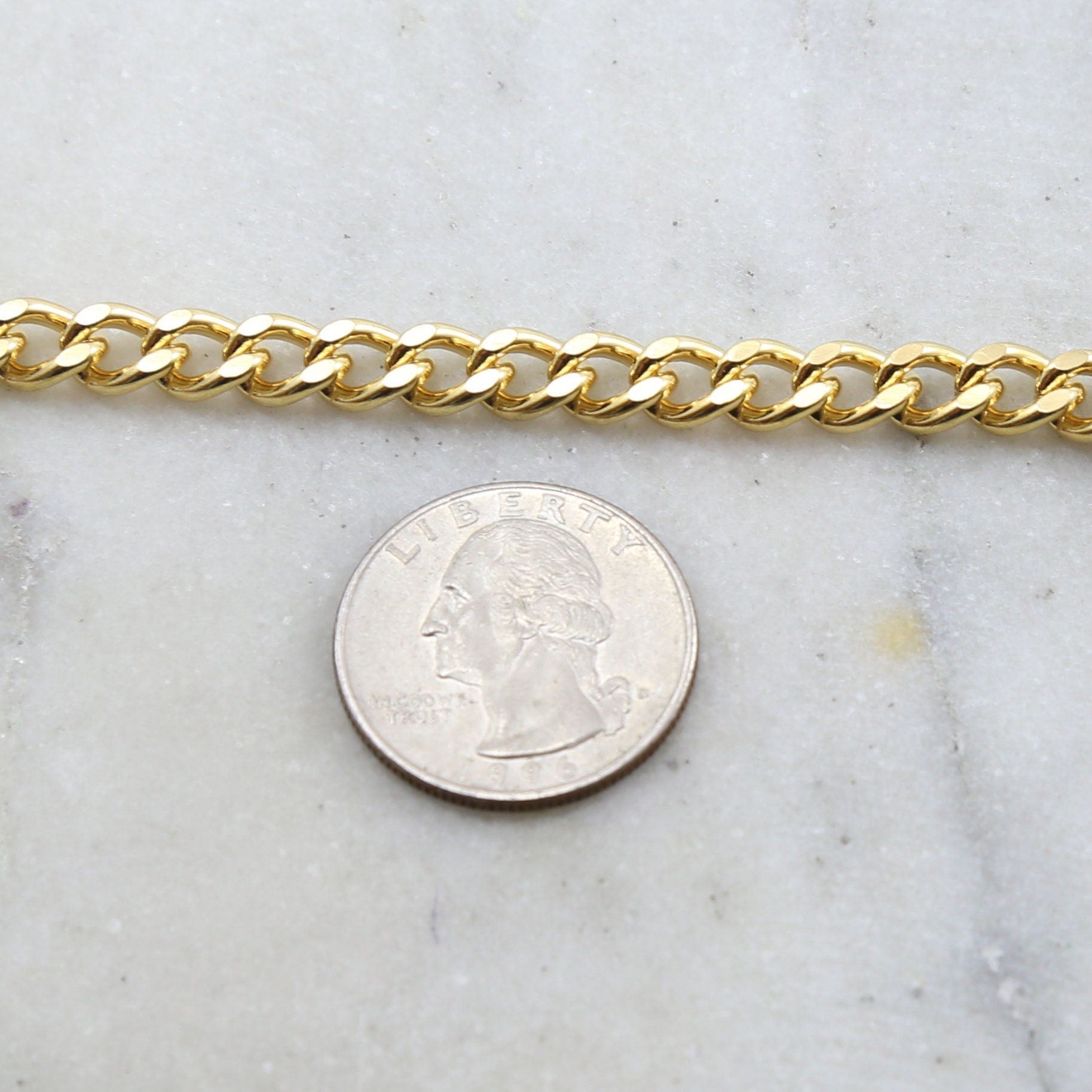 Brass Thick Gauge Faceted Diamond Cut Curb Chain in 5 – Sold by the Foot