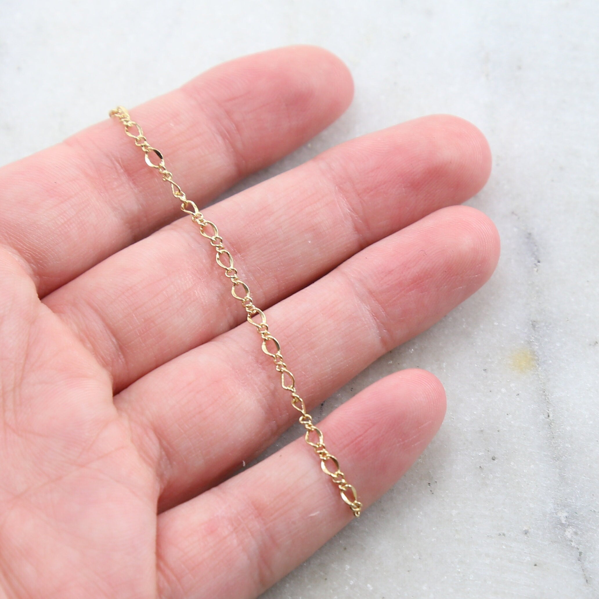 3.5mmx2mm Brass Ultra Dainty Figure 8 Chain in 8 Finishes – Sold by the Foot