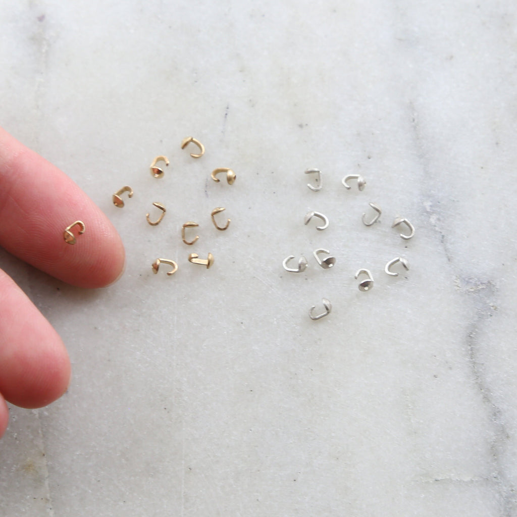 Sterling Silver or 14K Gold Filled Bead Tip Knot Cover 4mm x 3mm (10pc)