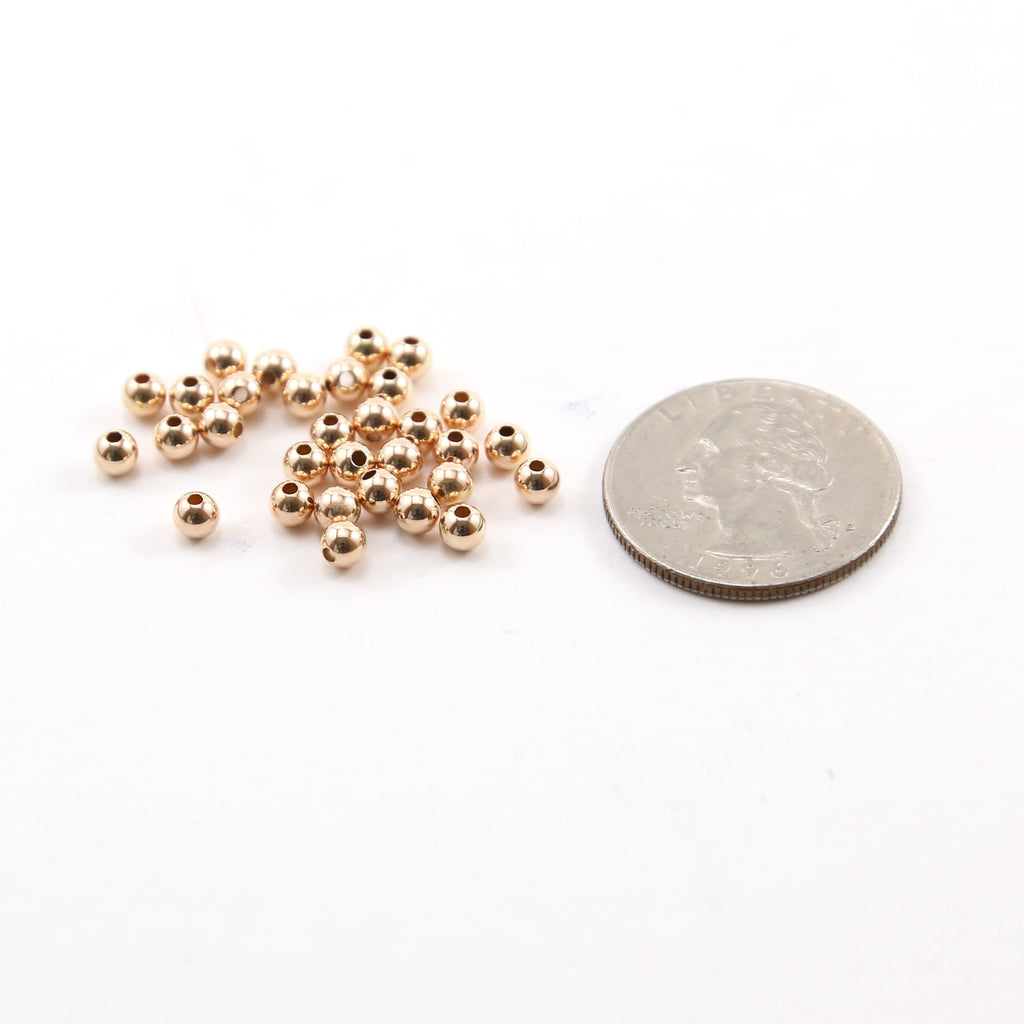 Rose Gold Filled 4mm Smooth Seamless Round Spacer Beads (25pc)