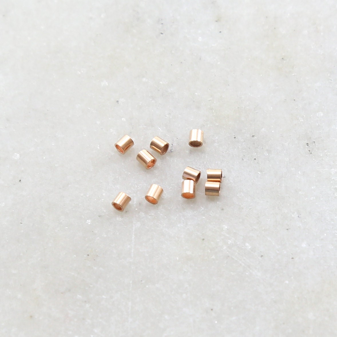 Sterling Silver or Rose Gold Filled Crimp Bead Tube 2mm x 2mm (10pc) – Rose Gold