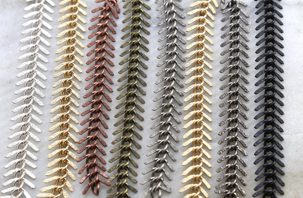 12mmx7mm Brass Plated Herringbone Chevron Choker Chain – Sold by the Foot
