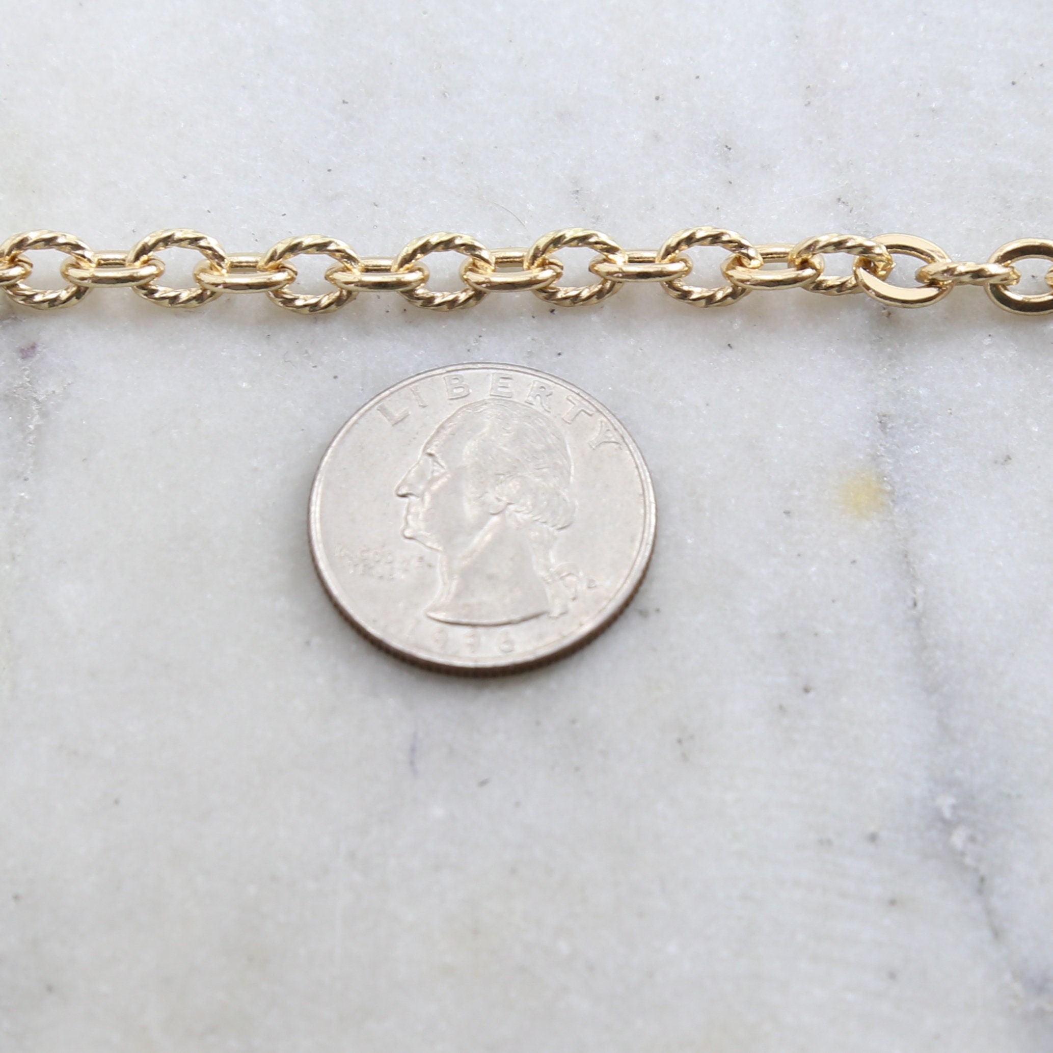 Brass Sturdy 7mm x 5mm Openable Textured Oval Extender – Sold by the Foot