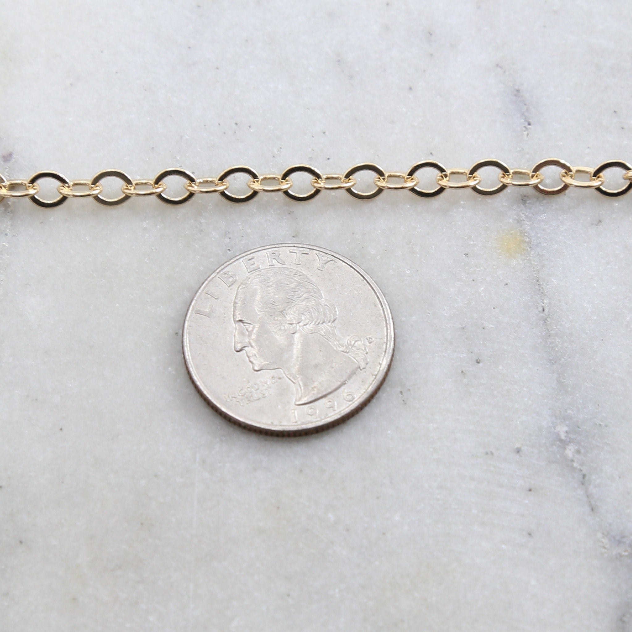 Brass Medium Weight 5mm x 4mm Dainty Flat Oval Extender – Sold by the Foot
