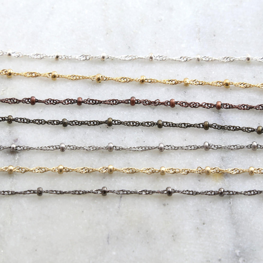 Brass Plated 2.5mm Filigree Satellite Ball Dotted Chain – Sold by the Foot