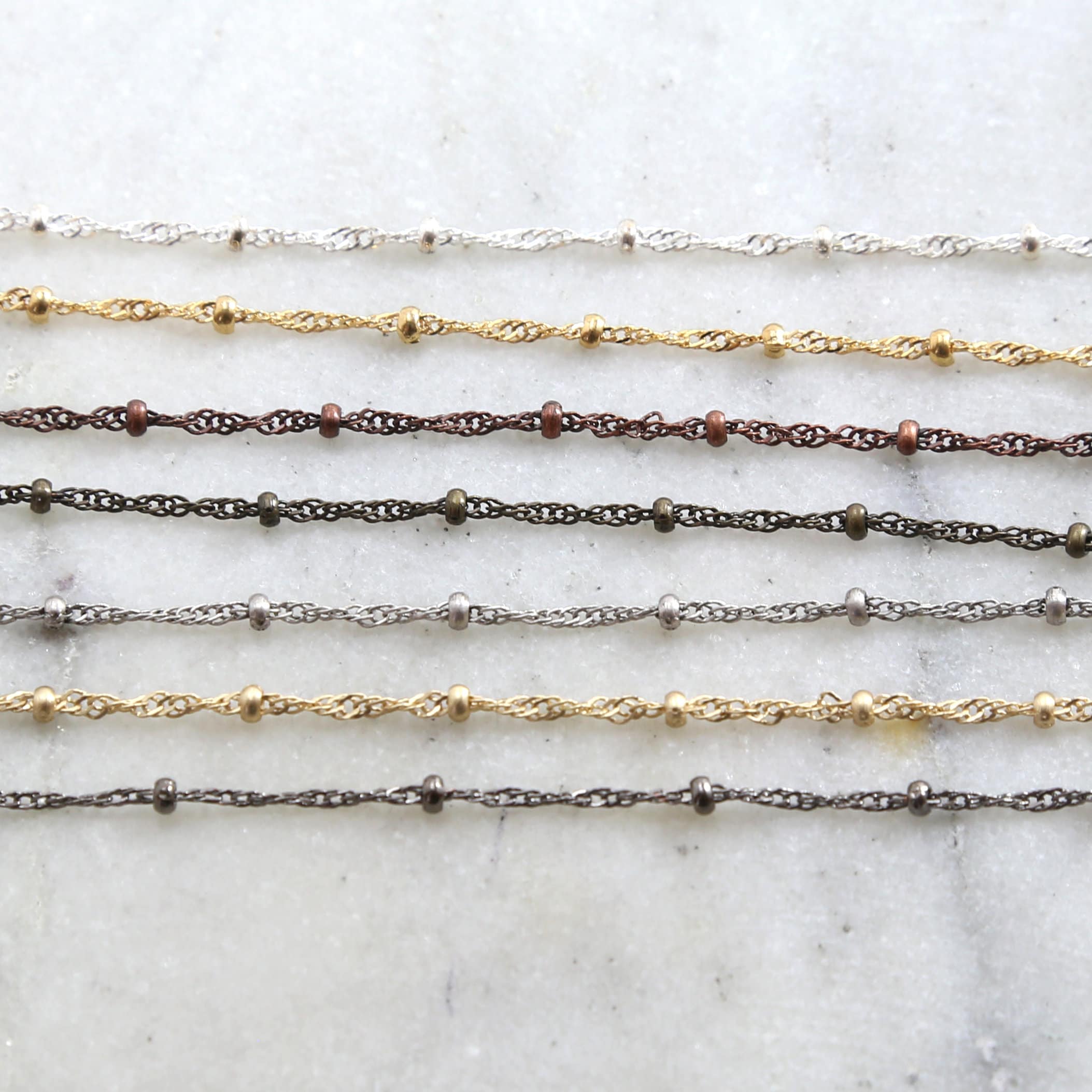 Brass Plated 2.5mm Filigree Satellite Ball Dotted Chain – Sold by the Foot