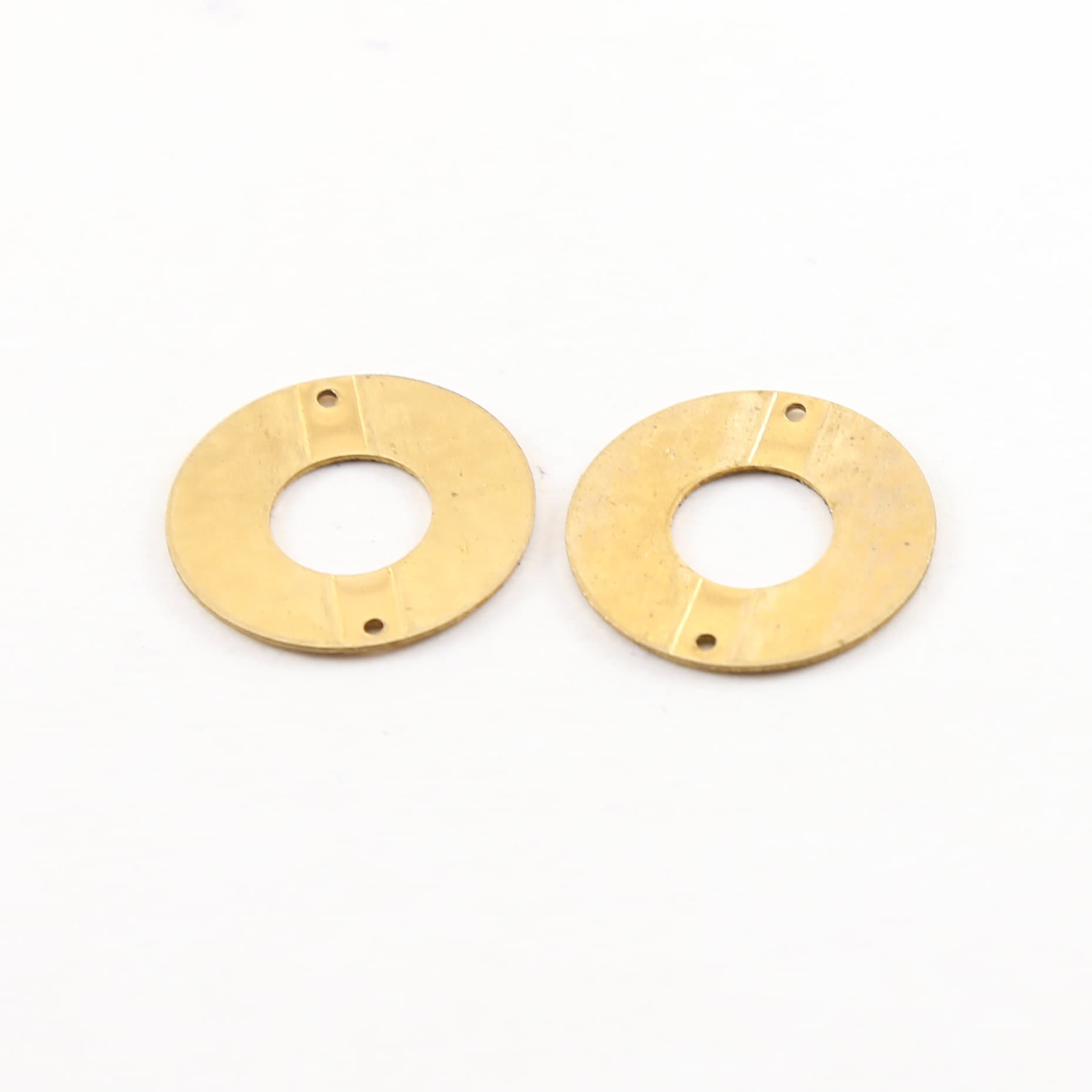 Raw Brass Open Circle 22mm Connector Link Round Charm Textured (2pc)