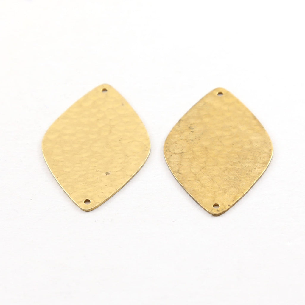 Raw Brass Rounded Diamond Leaf 34mm x 23mm Connector Link Round (2pc)
