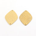 Raw Brass Rounded Diamond Leaf 34mm x 23mm Connector Link Round (2pc)