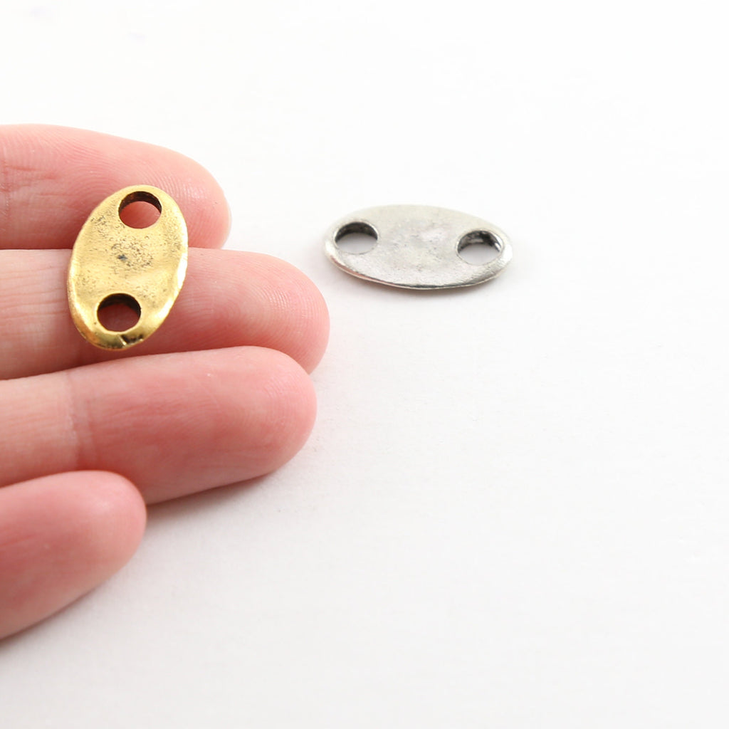 Pewter Metal Thick Rounded 18mm x 16mm Bar Leather Connector