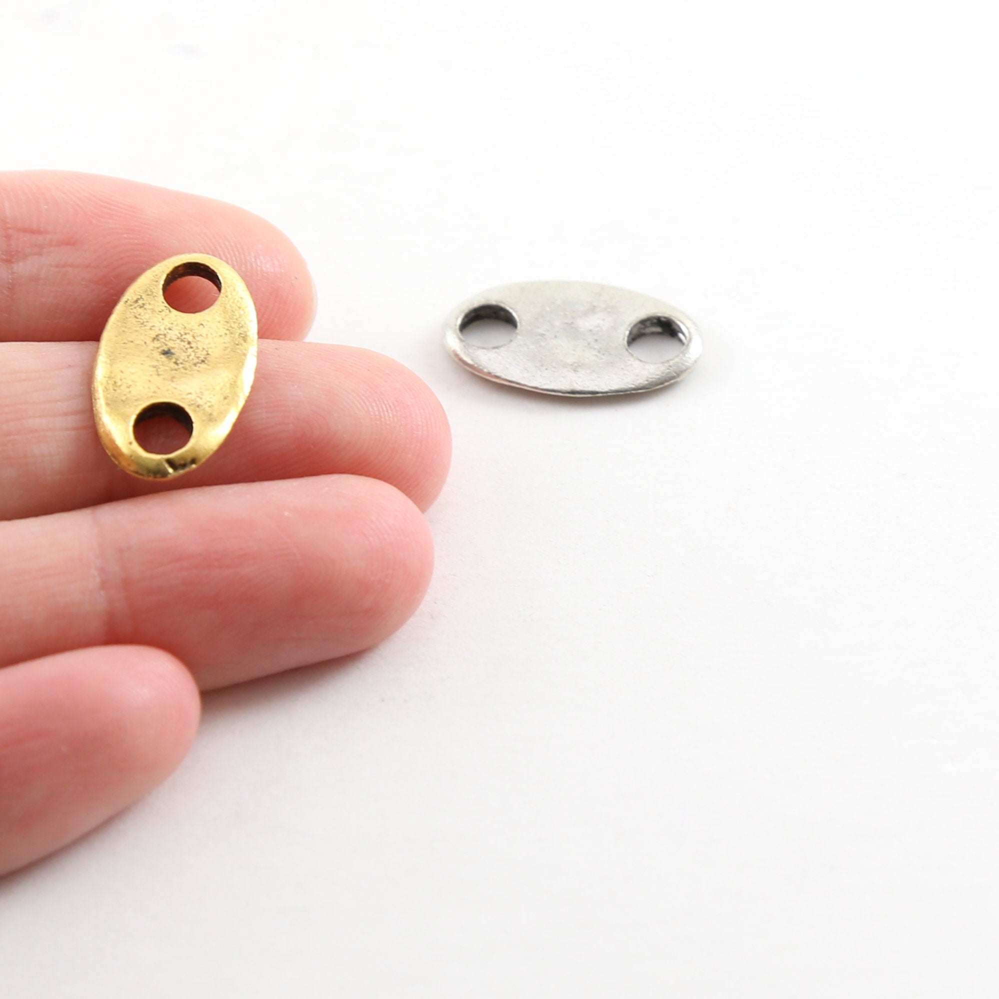 Pewter Metal Thick Rounded 18mm x 16mm Bar Leather Connector