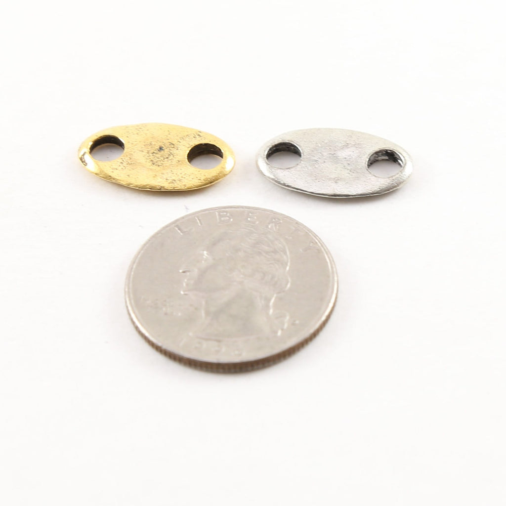 Pewter Metal Thick Rounded 18mm x 16mm Bar Leather Connector