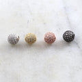 Rhodium Plated 8mm Large Pave Cubic Zirconia Ball Spacer Bead