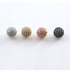 Rhodium Plated 8mm Large Pave Cubic Zirconia Ball Spacer Bead