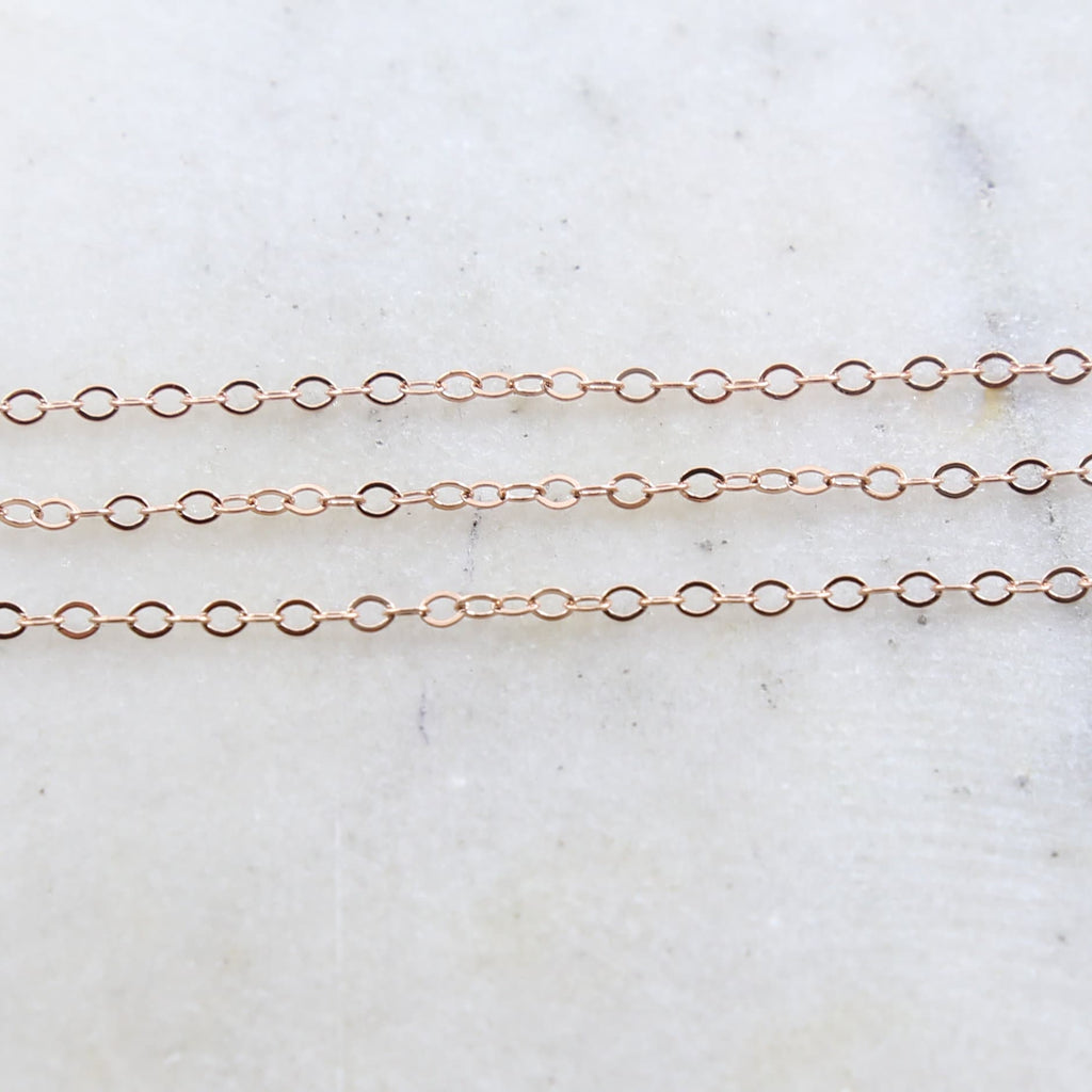 Gold Plated or Brass Rose Flat Link Cable Chain 2.7mm X – Sold by the Foot