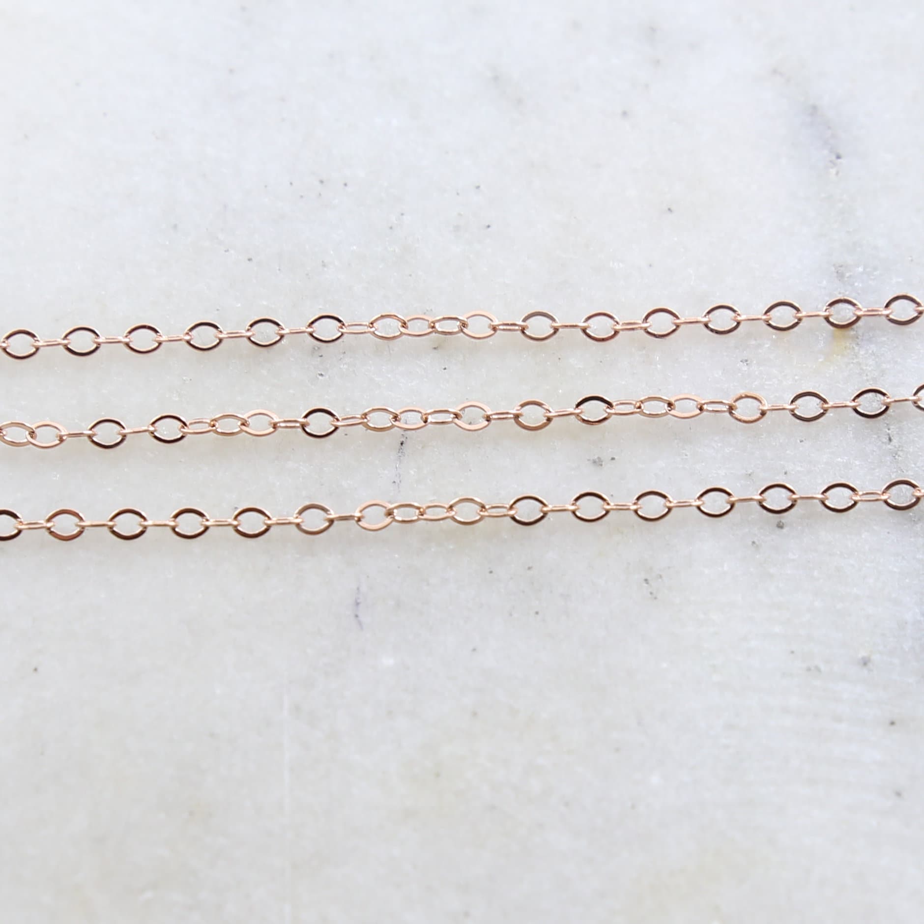 Gold Plated or Brass Rose Flat Link Cable Chain 2.7mm X – Sold by the Foot